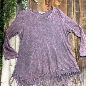 Women's Purple Jess & Jane Fringe Hem Top
